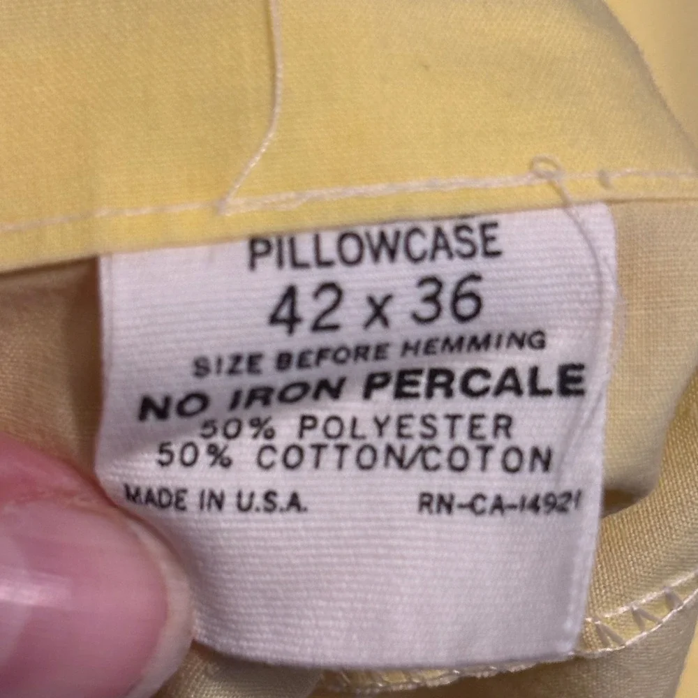 Vintage Floral Bow Pillowcase Standard Yellow Percale‎ Made in USA Retro